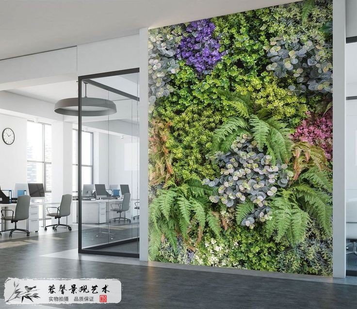 背景形象墙_办公室入口大厅垂直绿化植物墙